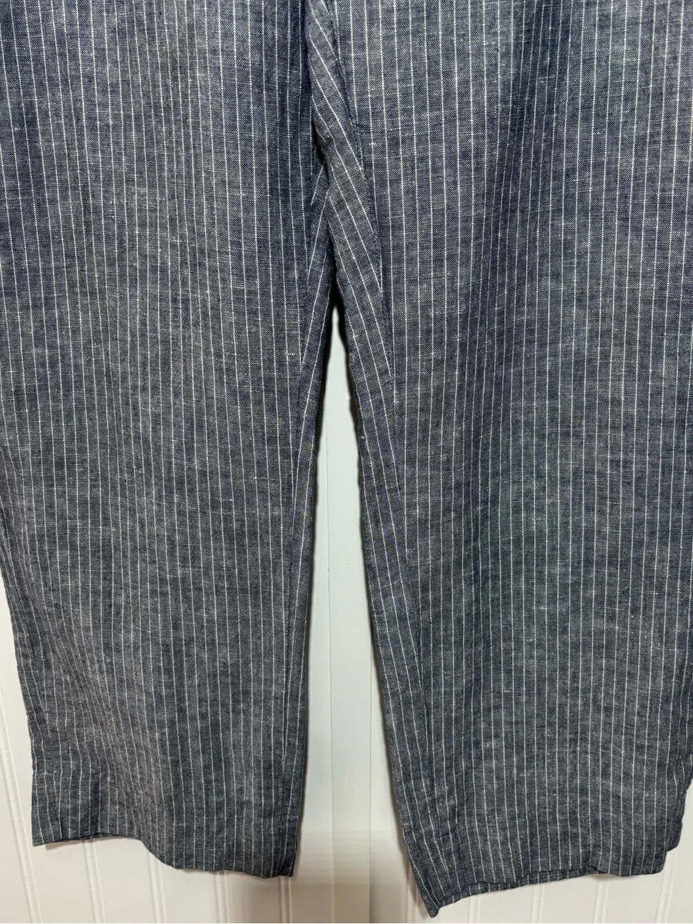 Banana Republic Factory Hampton Blue Pinstripe Linen Blend Pants 14 Coastal